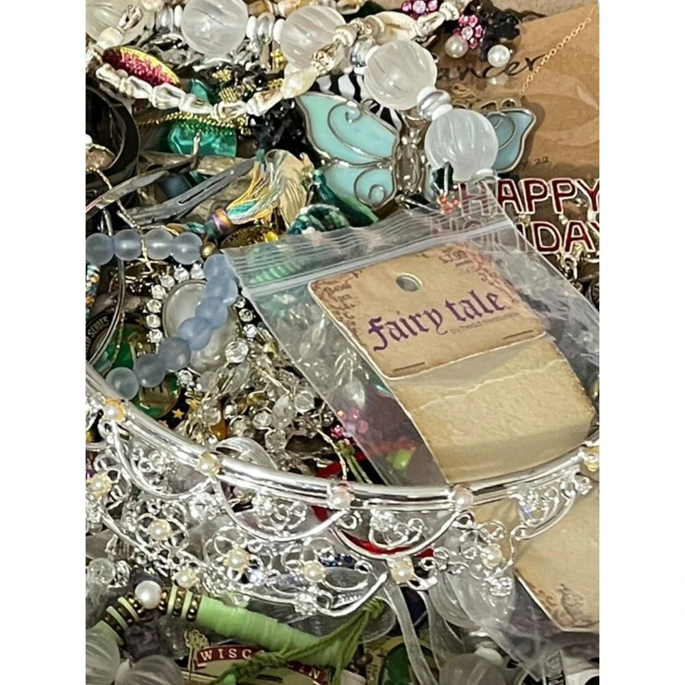 Vintage - Now Repurpose Jewelry Lot Beads Rhinestone Harvest Junk Drawer Box 3lb